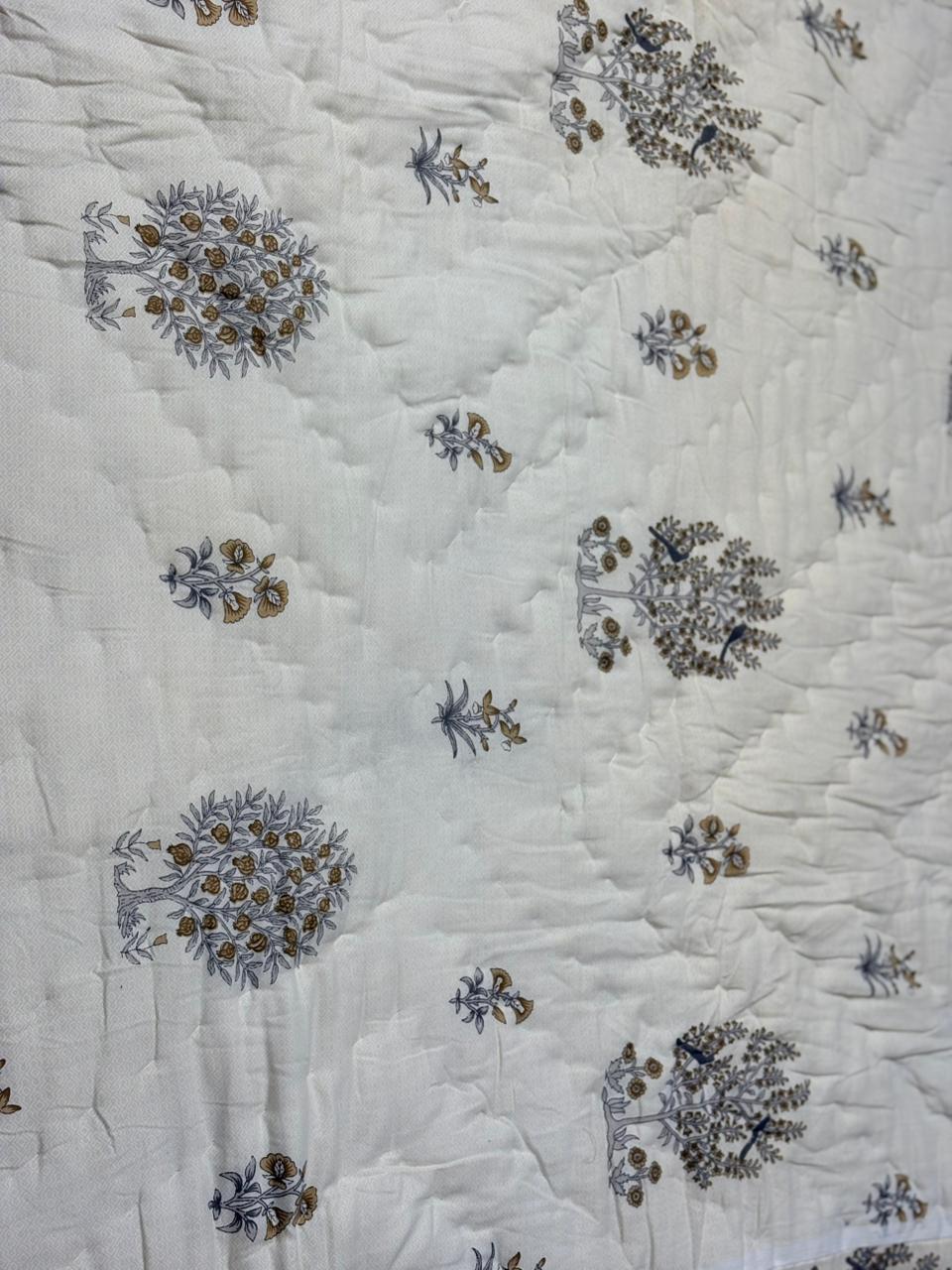 BEIGE FLORAL QUILITED COMFORTER