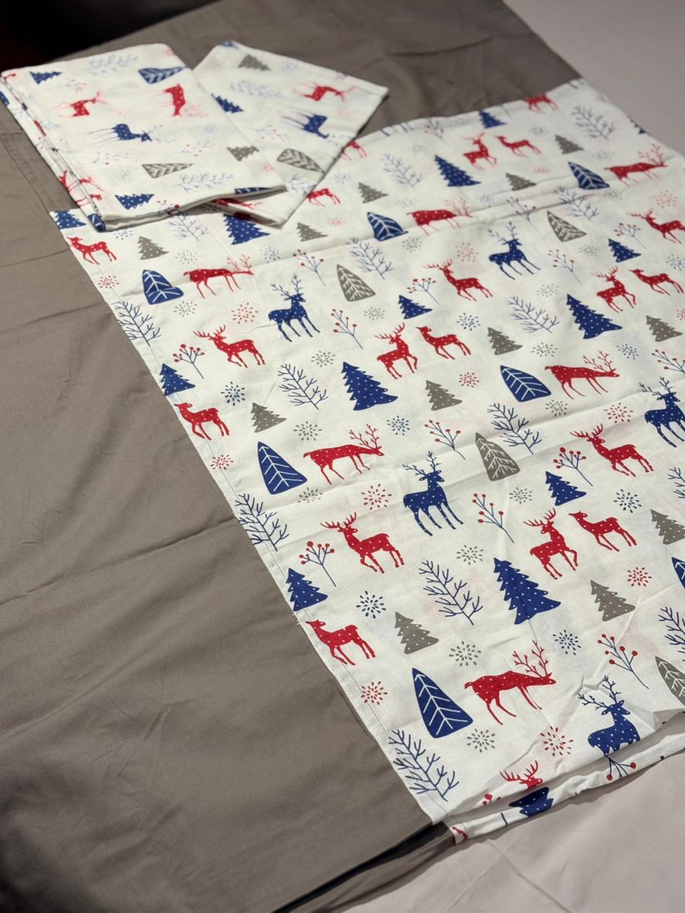 FESTIVE REINDEER BORDER BEDSHEET