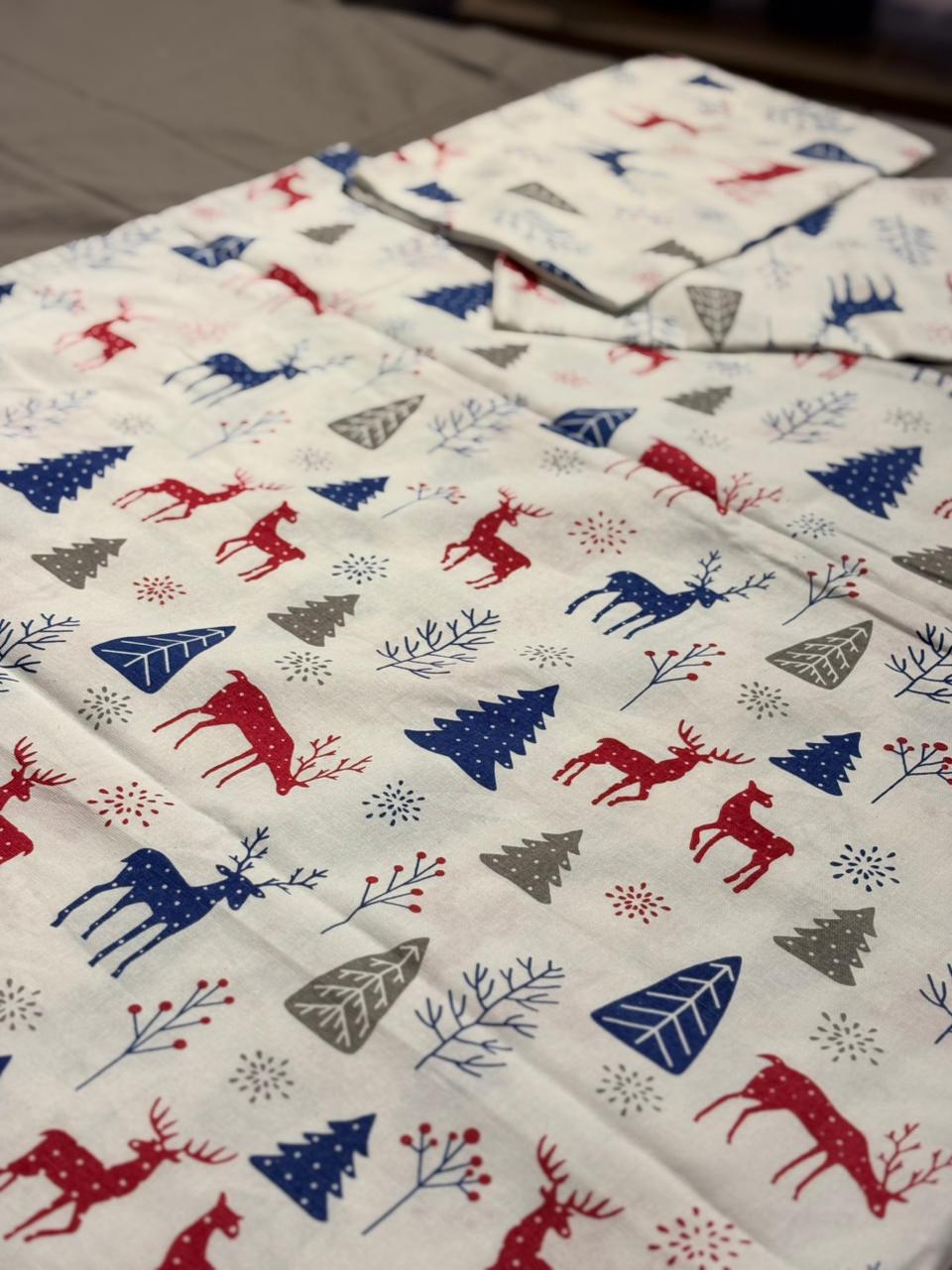 FESTIVE REINDEER BORDER BEDSHEET