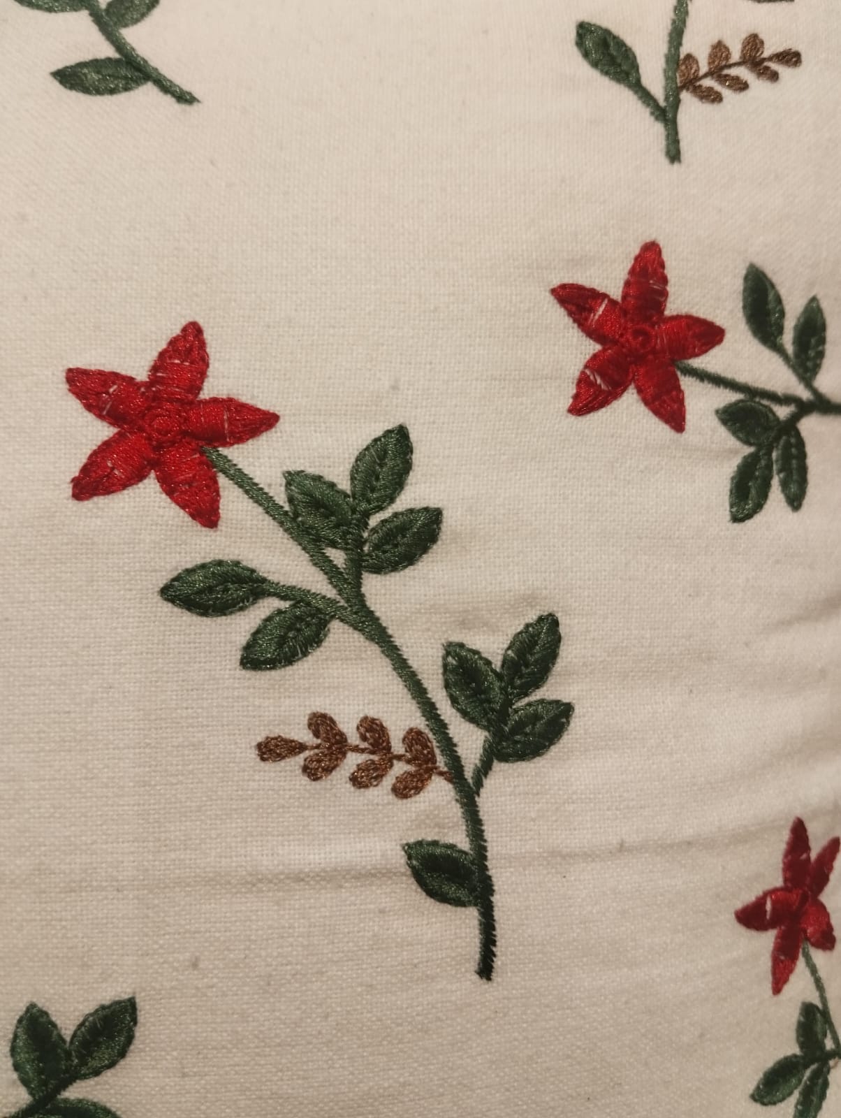 SCARLET BLOSSOM EMBROIDERED CUSHION COVER