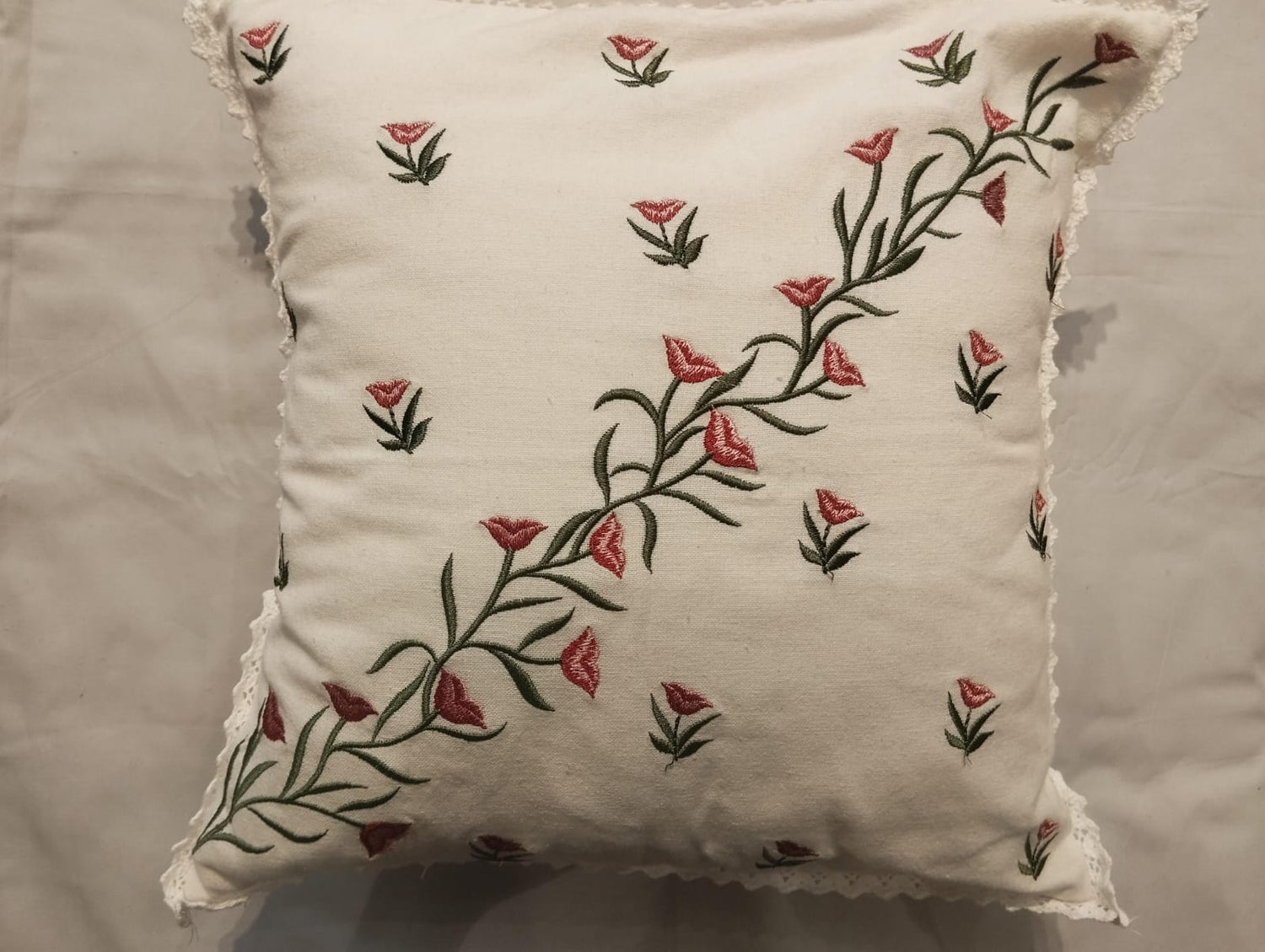 BLUSH VINE EMBROIDERED CUSHION COVER