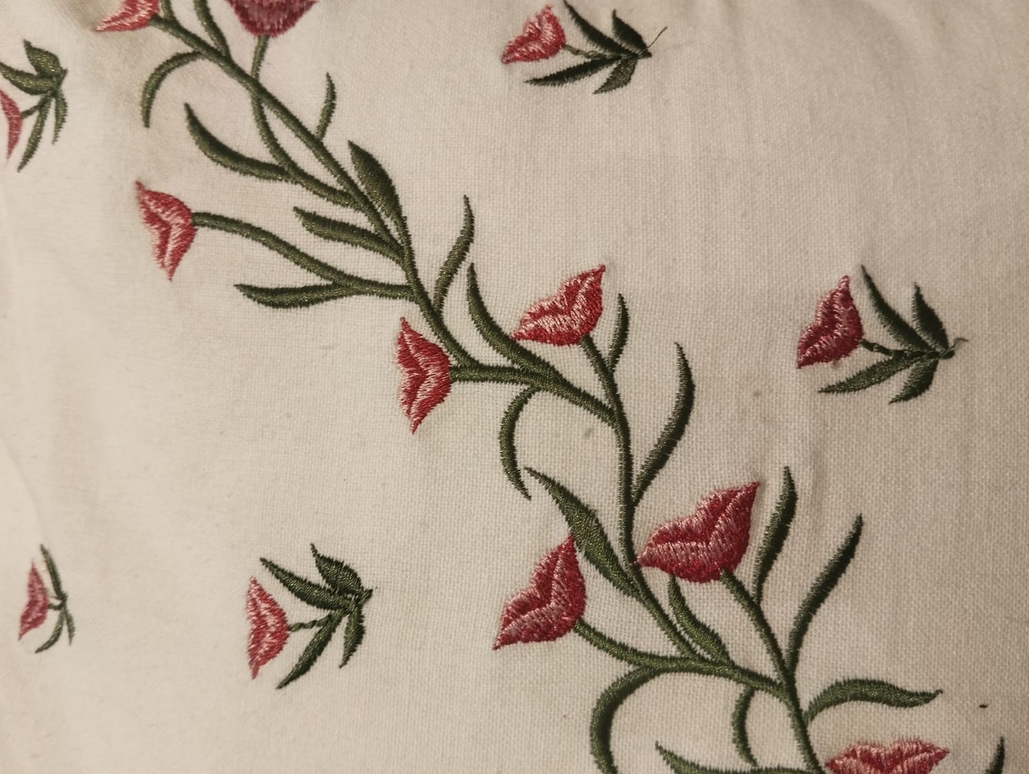 BLUSH VINE EMBROIDERED CUSHION COVER
