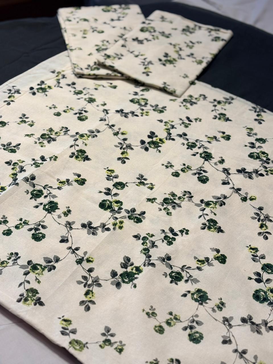 CLASSIC GREEN FLORAL BORDER BEDSHEET