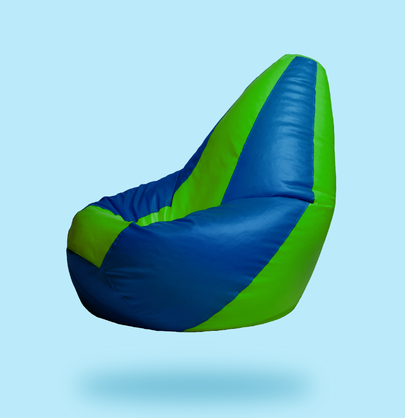 Classic Sac Blue & Green Multicolor Leatherette Bean Bag Chair – Designer Luxury Seating