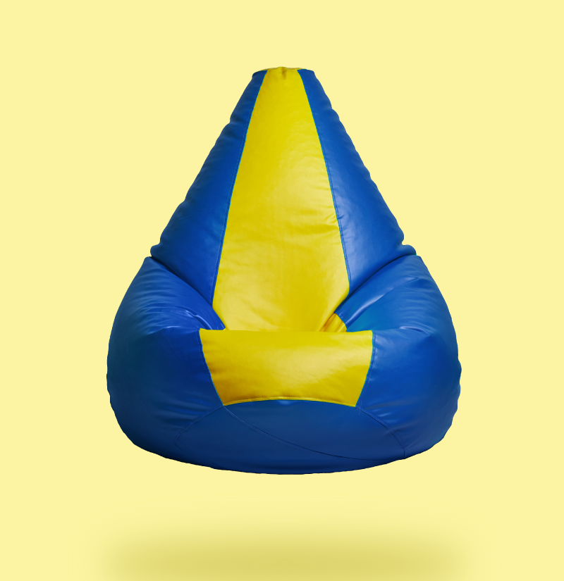 Blue & Yellow Multicolor Bean Bag with Beans
