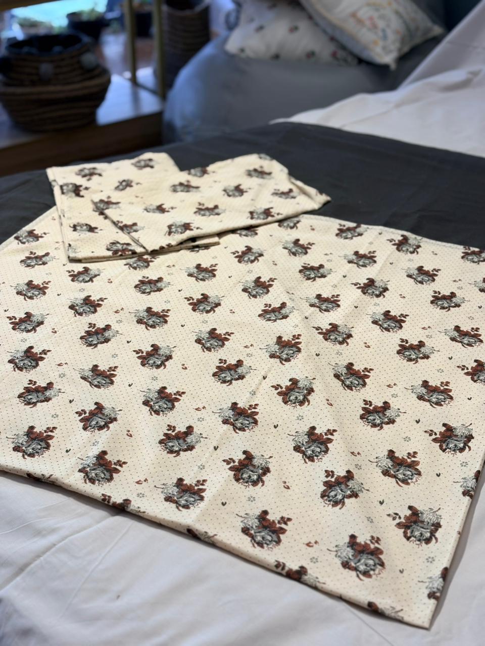 CLASSIC CREAM FLORAL PRINT BORDER BEDSHEET