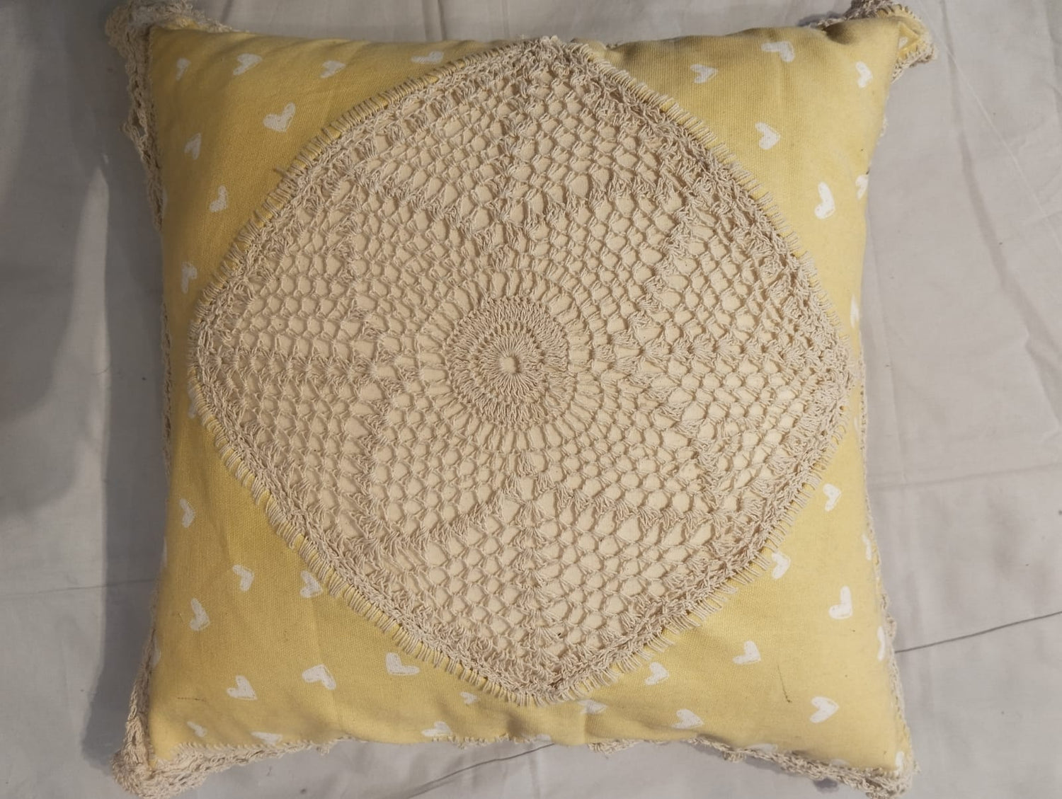 Sunshine Heart‑Lace Cushion Cover