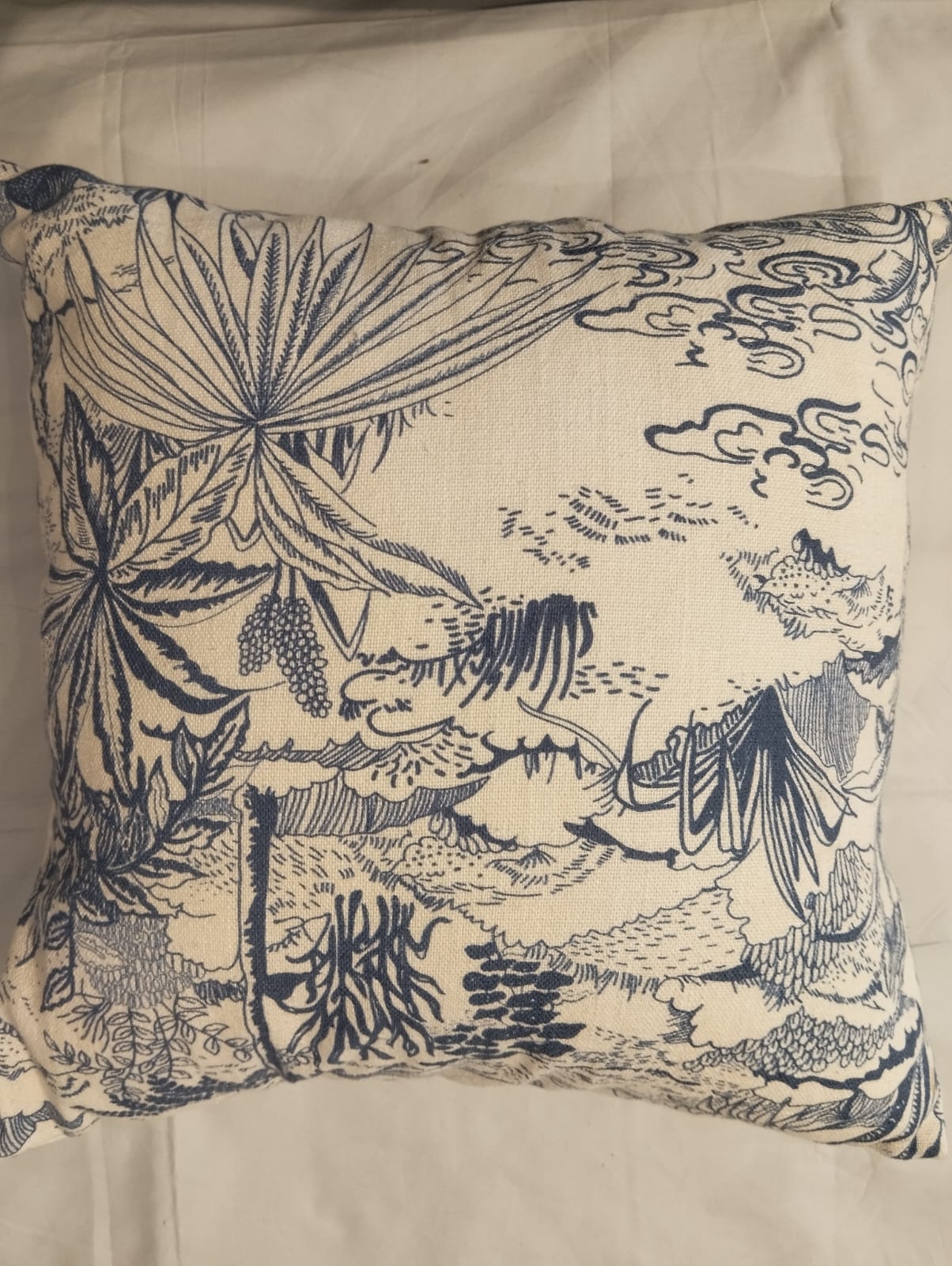 Blue & White Toile de Jouy Landscape Cushion Cover