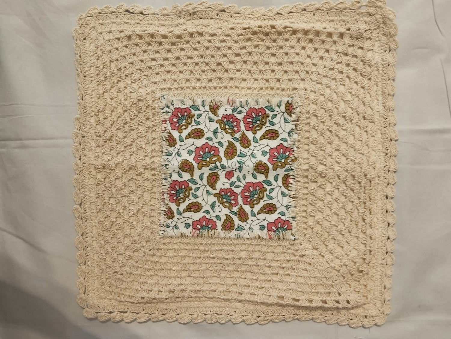 Floral Charm Crochet‑Edged Cushion Cover