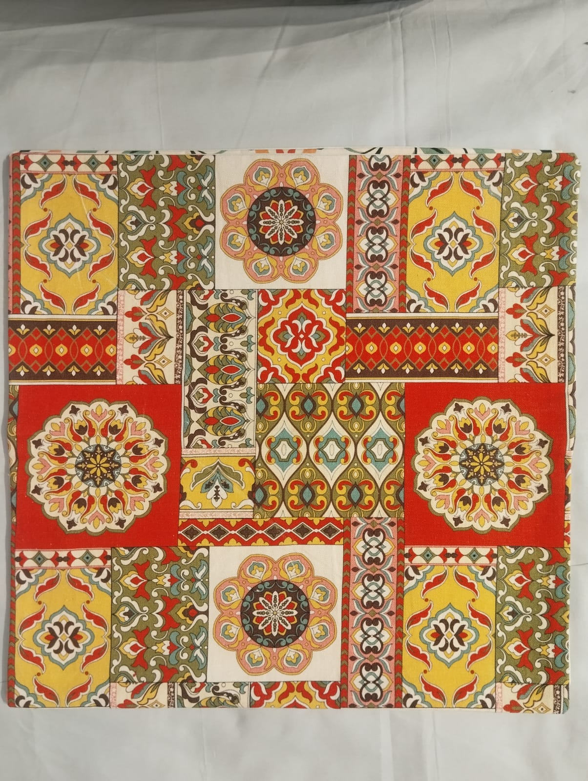 Vibrant Patchwork Mandala Cushion Cover