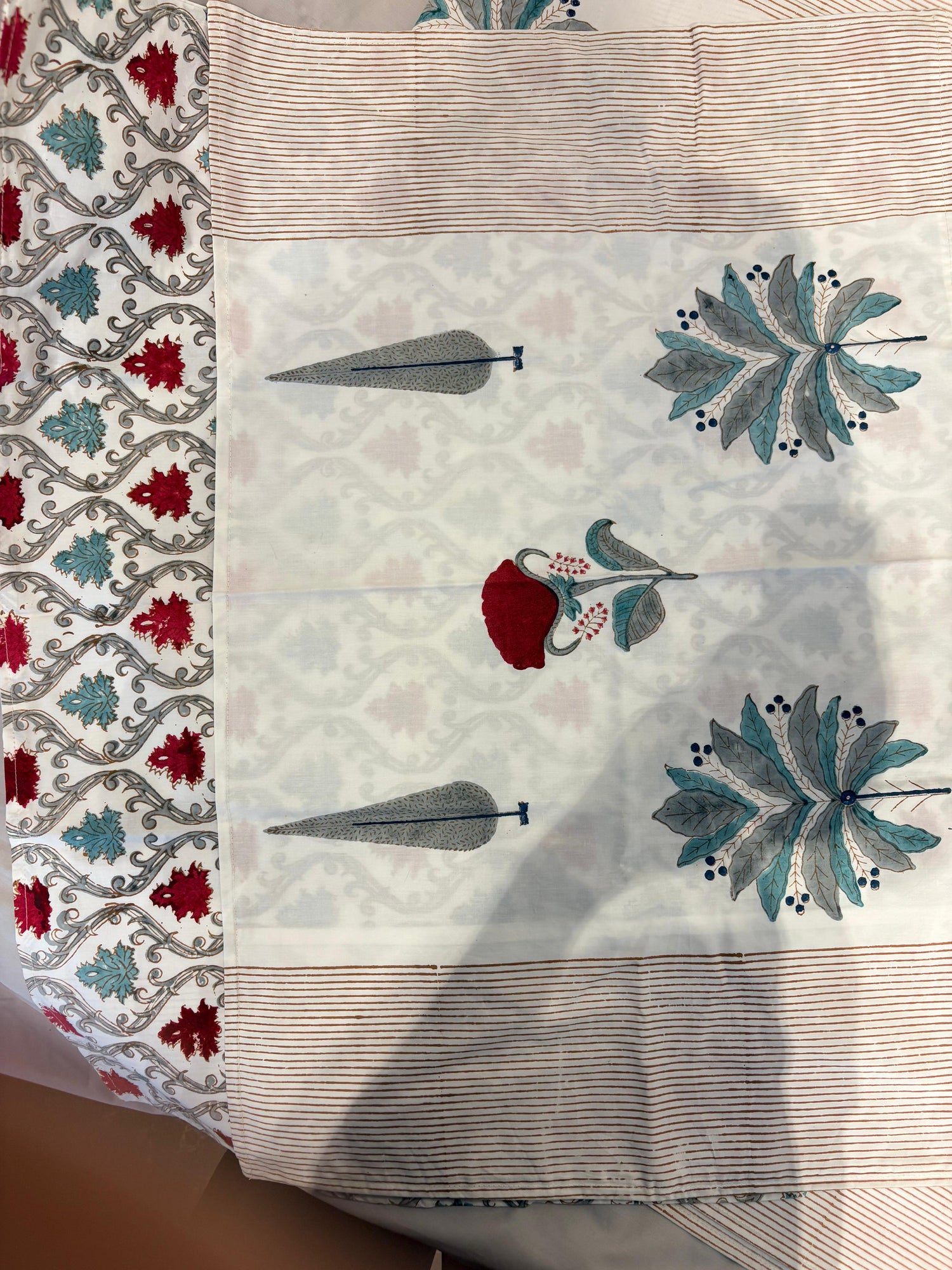 Royal Blossom Hand Block Print Cotton Bedsheet