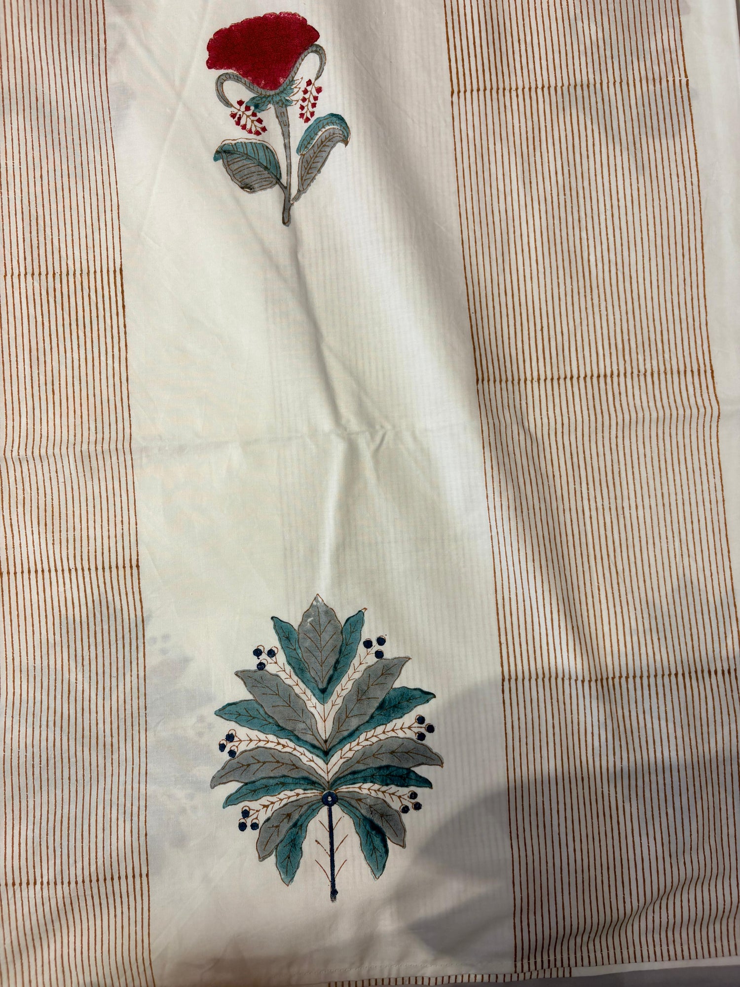 Royal Blossom Hand Block Print Cotton Bedsheet