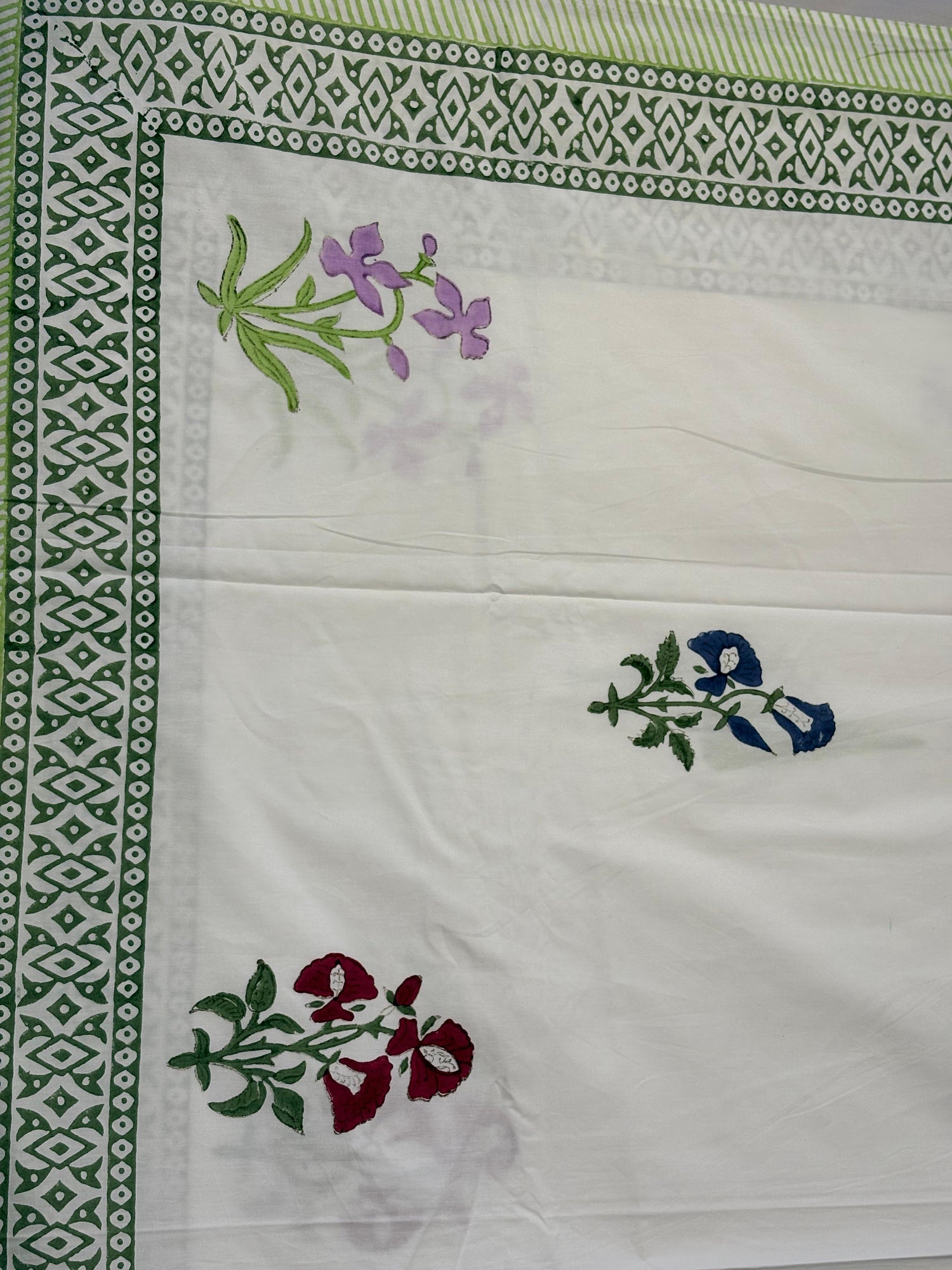 Spring Garden Hand Block Print Cotton Bedsheet