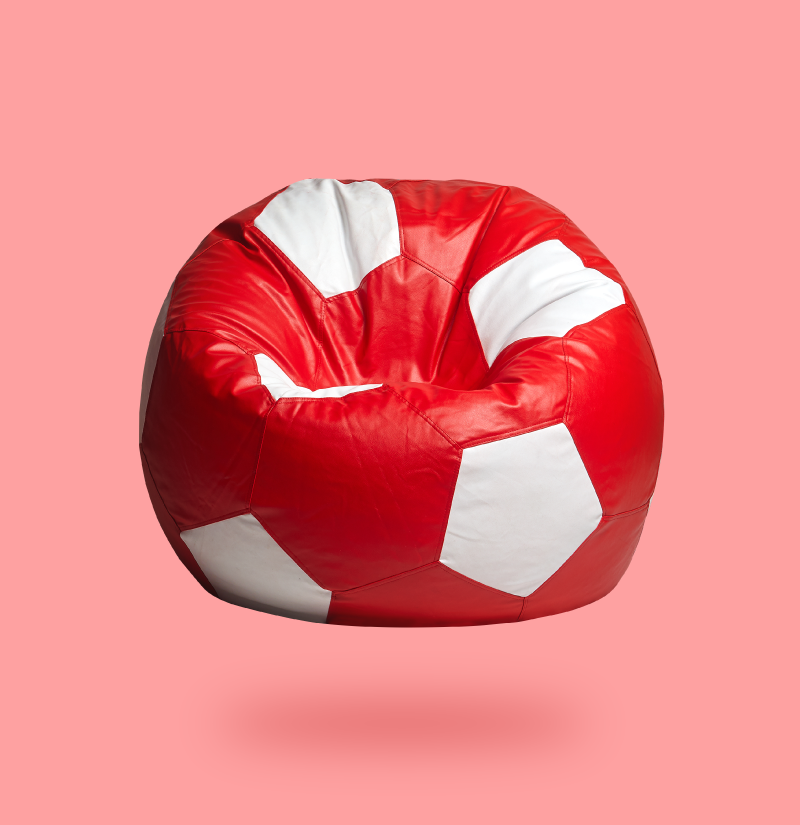Red and White Soccer Football Bean Bag Cover Only