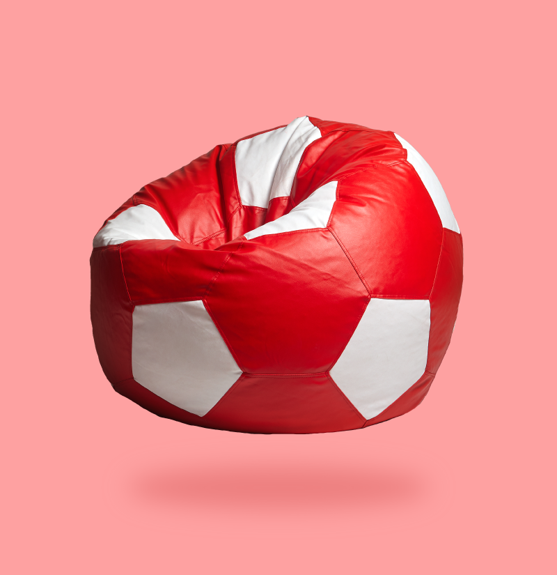 Red and White Soccer Football Bean Bag Cover Only