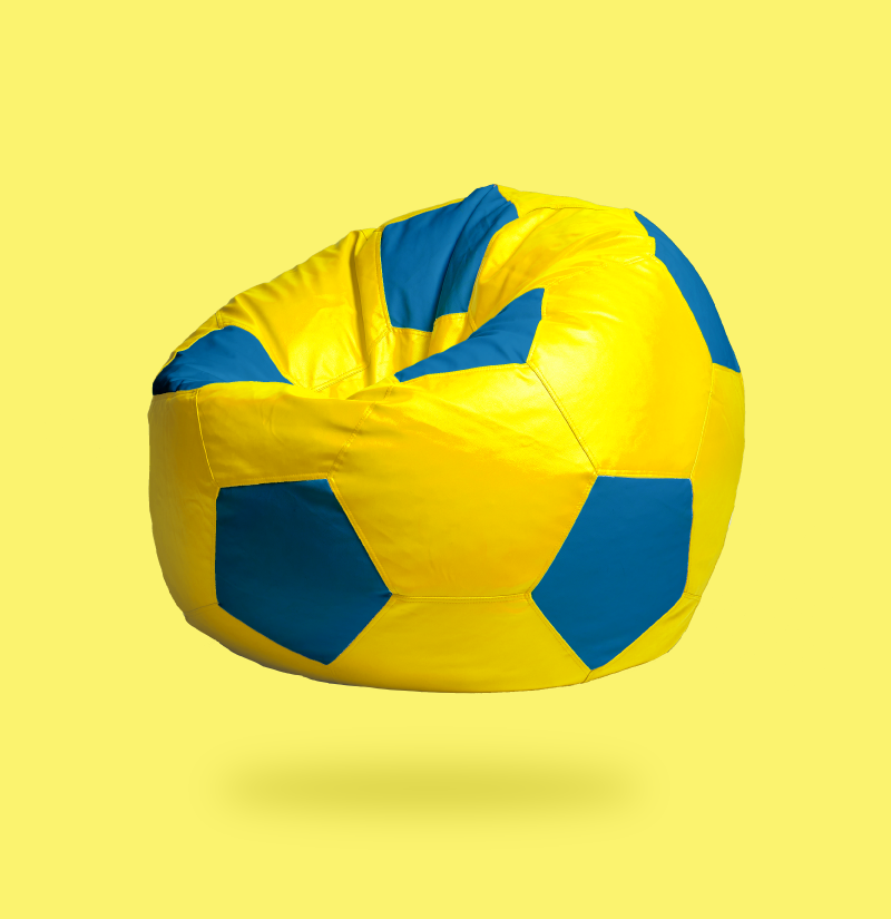 YELLOW AND BLUE Soccer Football Bean Bag Cover Only
