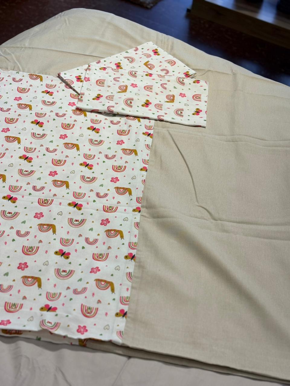 RAINBOW BUTTERFLY PRINTED BORDER BEDSHEET