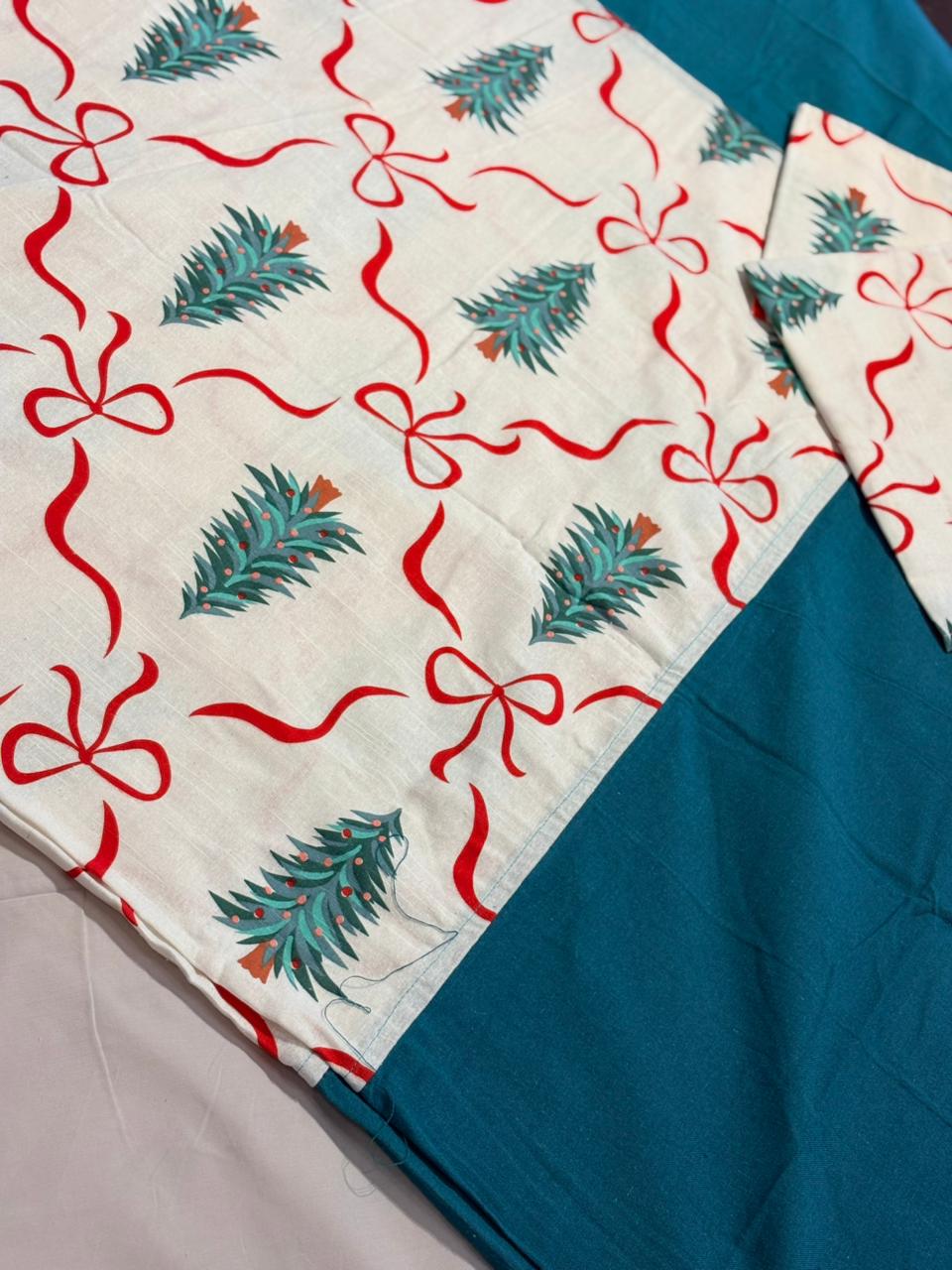 WHITE BED SHEET WITH DIFFERENT PATTERN BORDER BEDSHEET