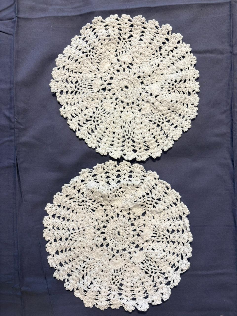 Elegant Off‑White Crochet Floral Doily Pair