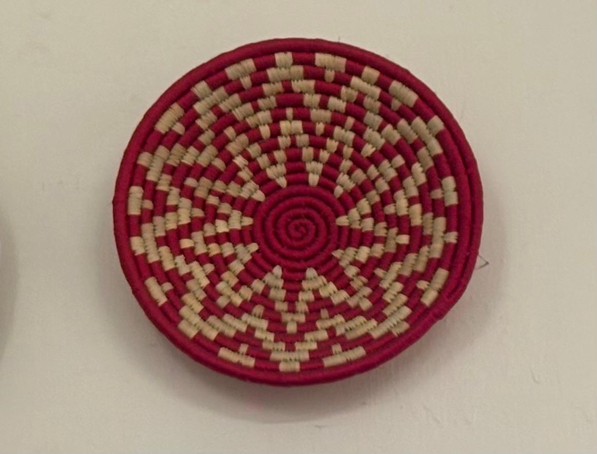 Red & Beige Spiral Sabai Grass Wall Hanging