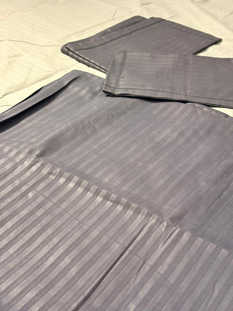 Grey Striped King‑Size Bedsheet