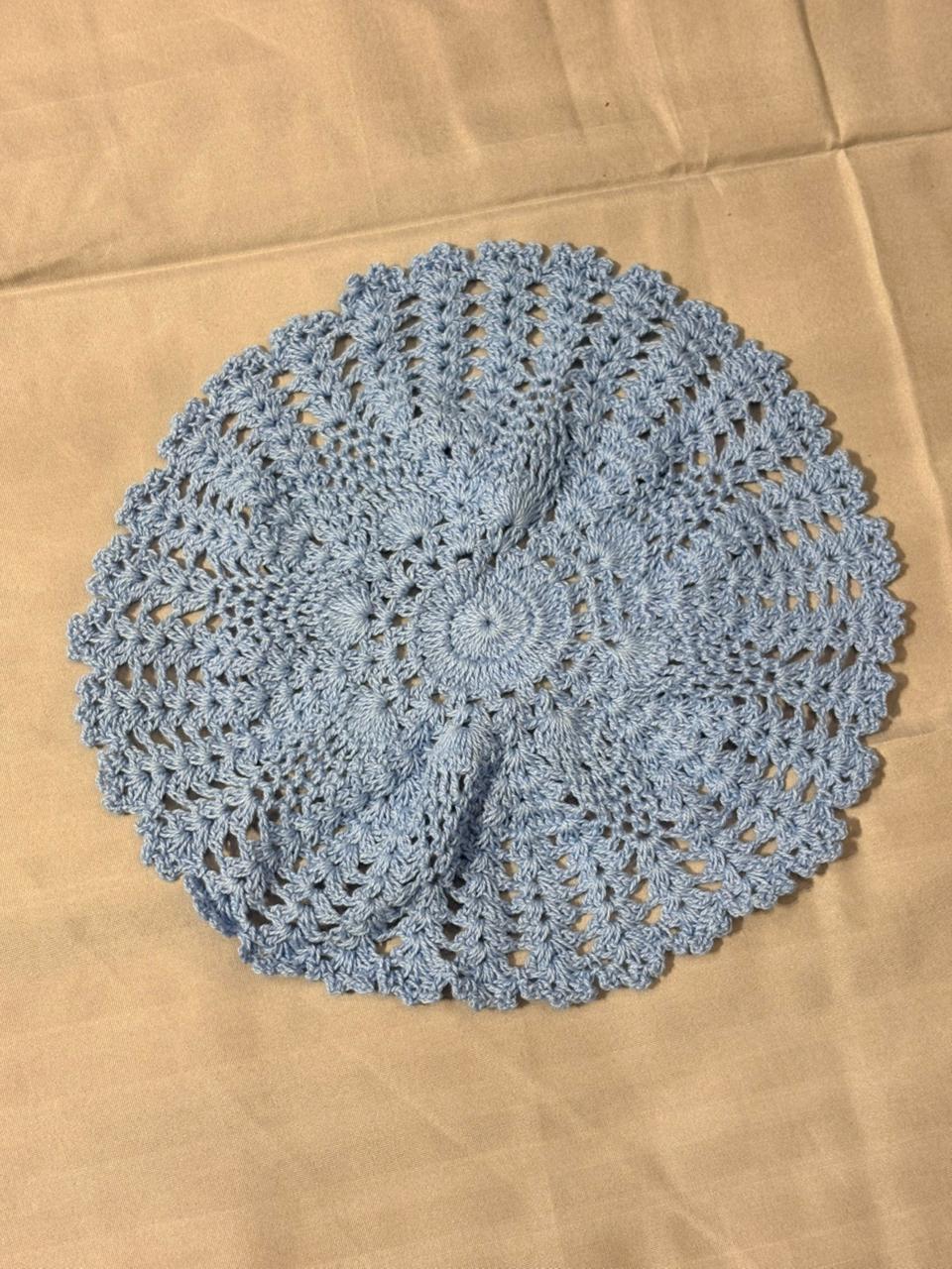 Sky‑Blue Lace Circle Doily