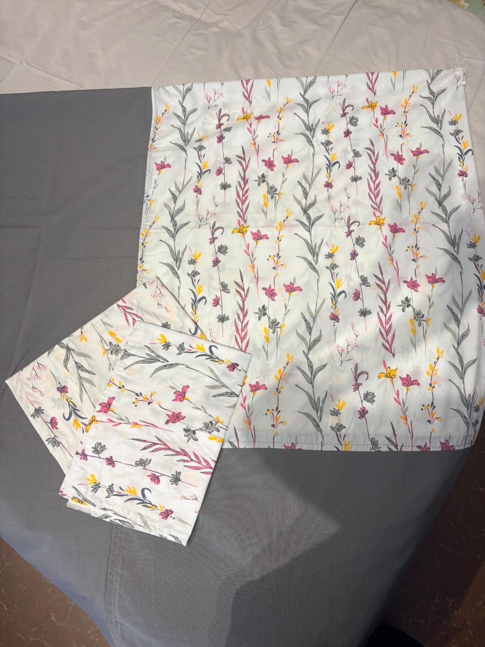 FLORAL PATTERNED QUEEN BORDER BEDSHEET