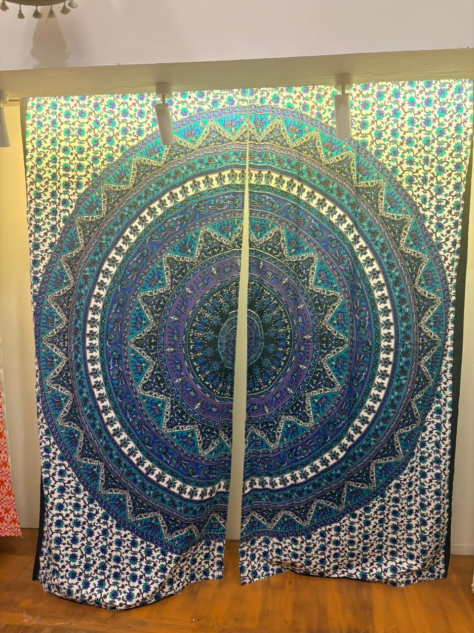 Vibrant Blue‑Purple Mandala Floral Blackout Curtain