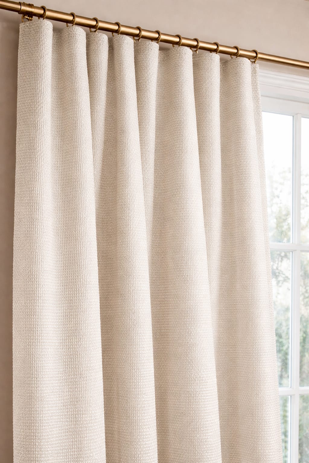 Elegant Off‑White Sheer Linen Mesh Curtain