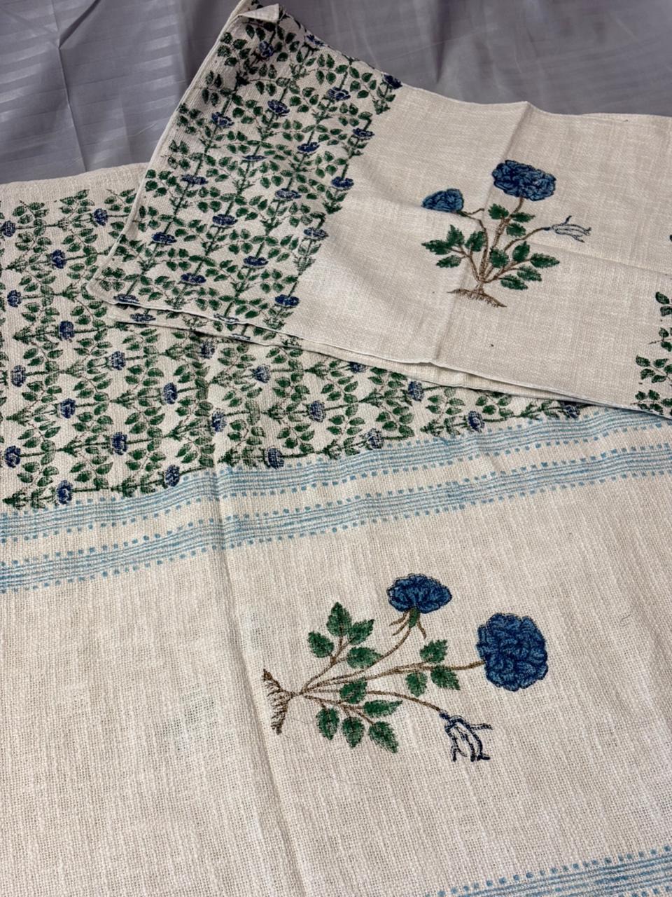 Blueberry Vine Embroidered Jute Bedsheet with Linen Finish