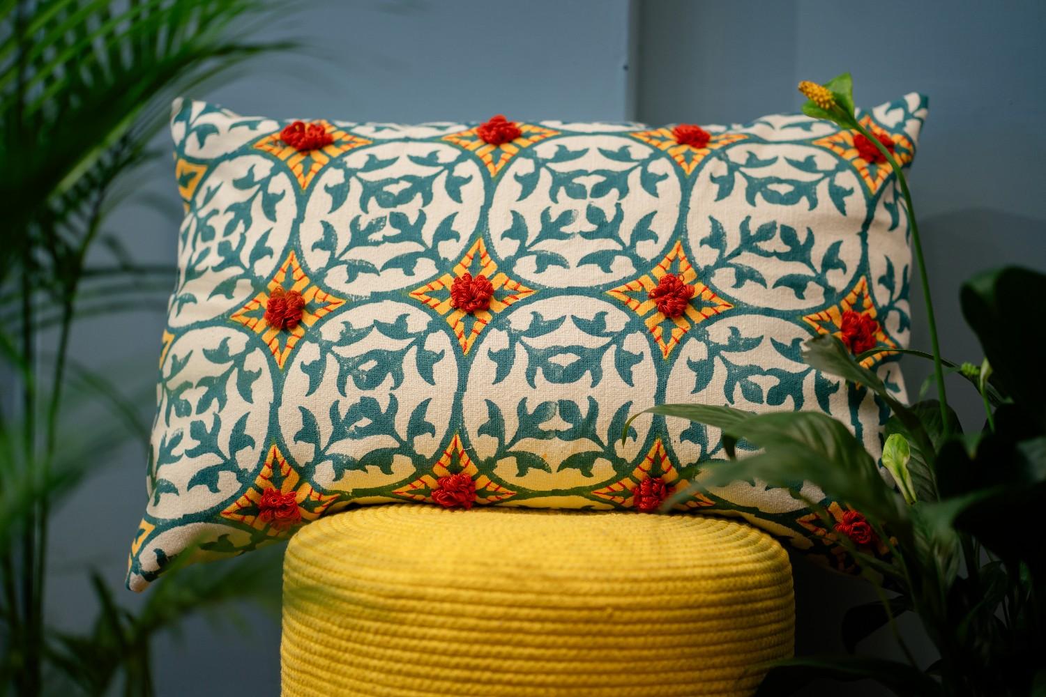 Blue Arrow Pattern Cushion Cover