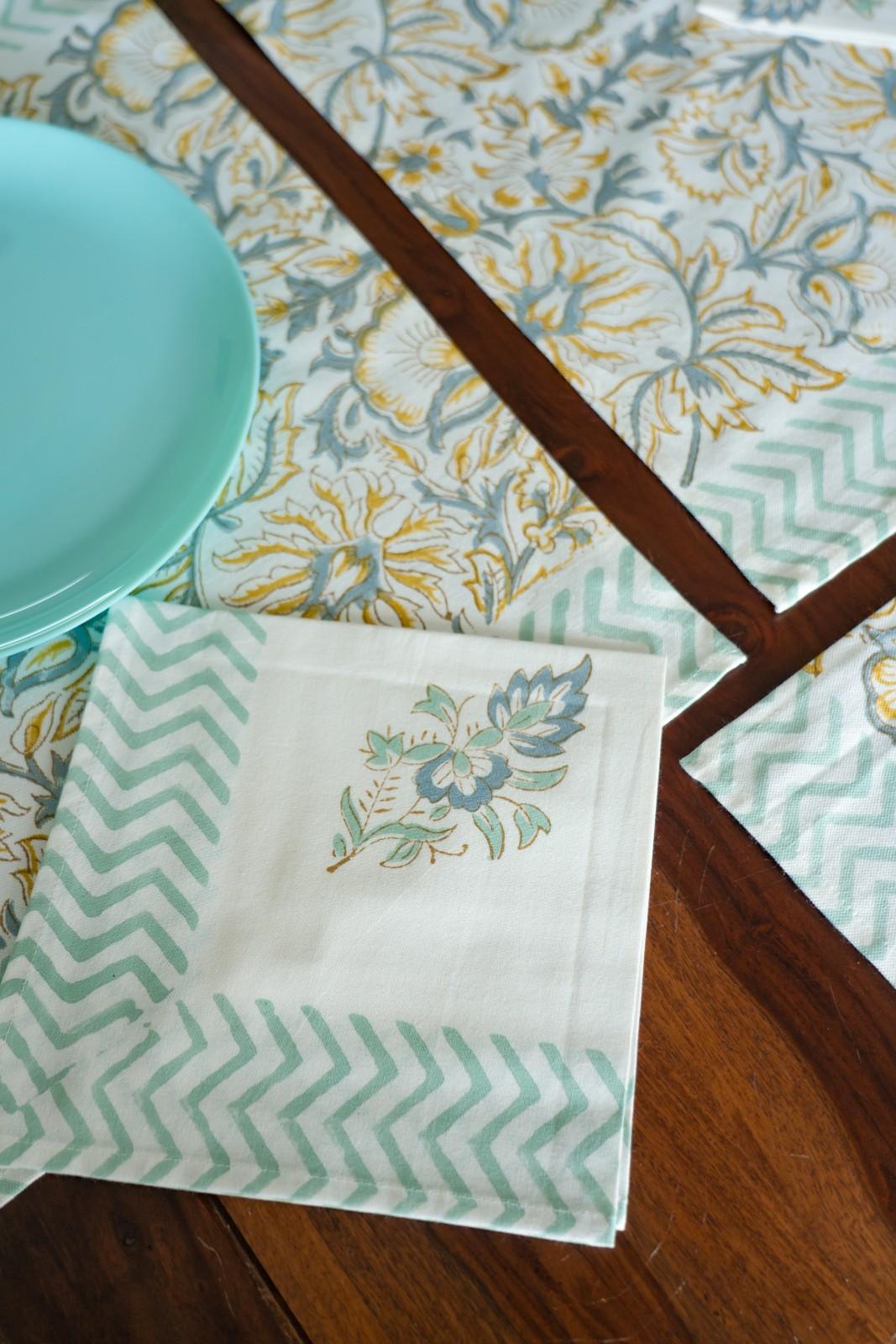 Azure Bloom Table Mat Set