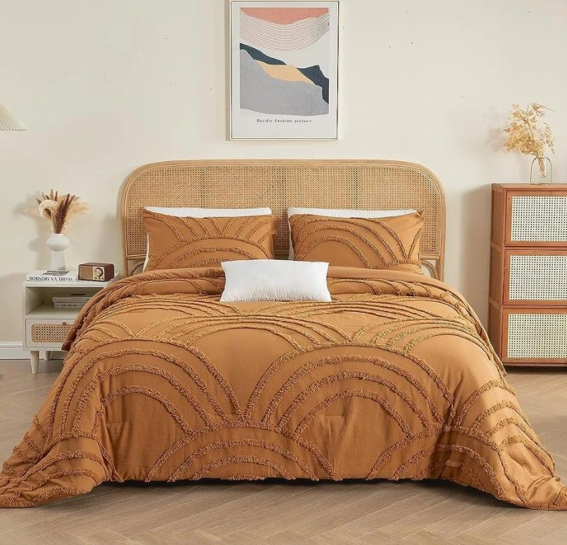 Golden Medina Tufted Duvet Cover – Moroccan Luxury & Sustainable Comfort