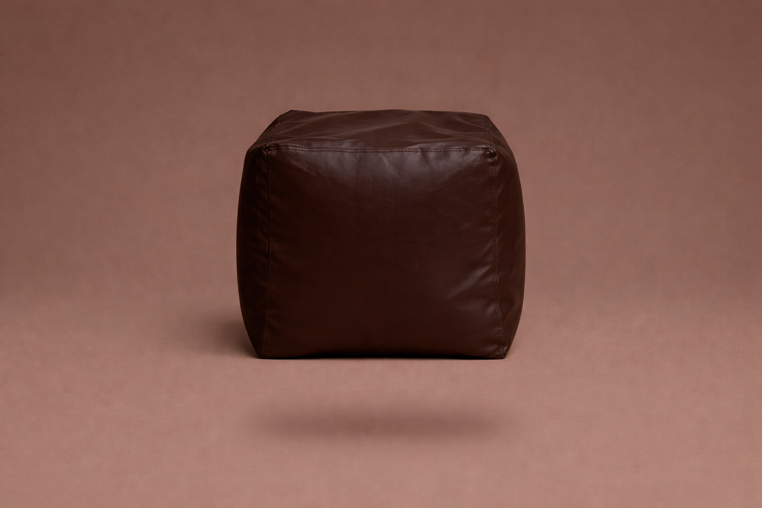 Choco Brown Leatherette Footstool with Beans – Premium Compact Ottoman