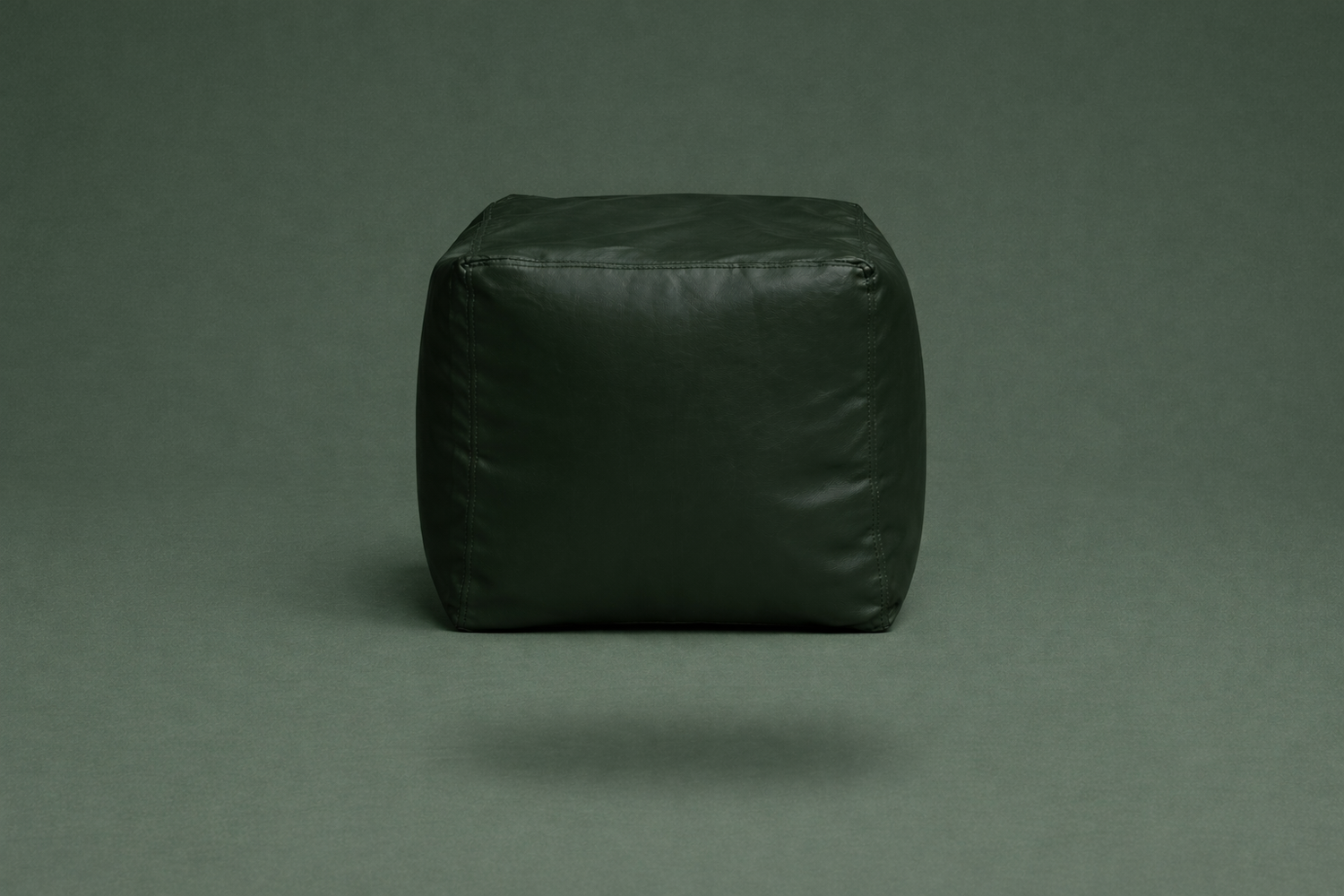 Dark Green Leatherette Footstool with Beans – Regal Luxury Ottoman