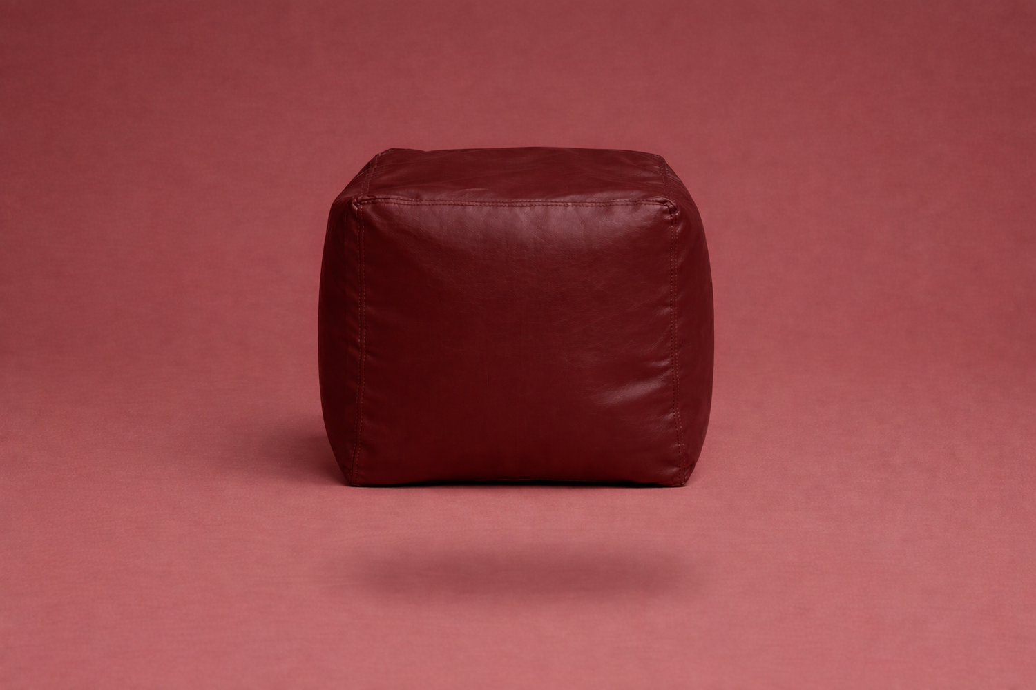 Maroon Leatherette Footstool with Beans – Premium Compact Ottoman