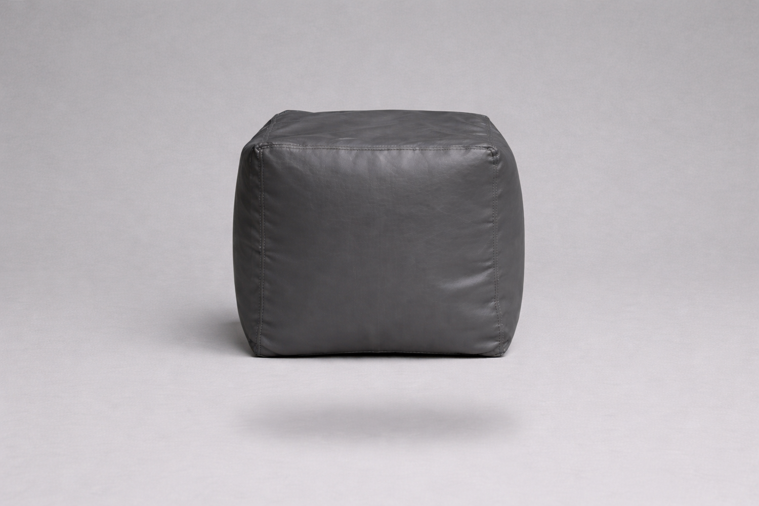 Grey Leatherette Footstool with Beans – Luxury Comfort Ottoman