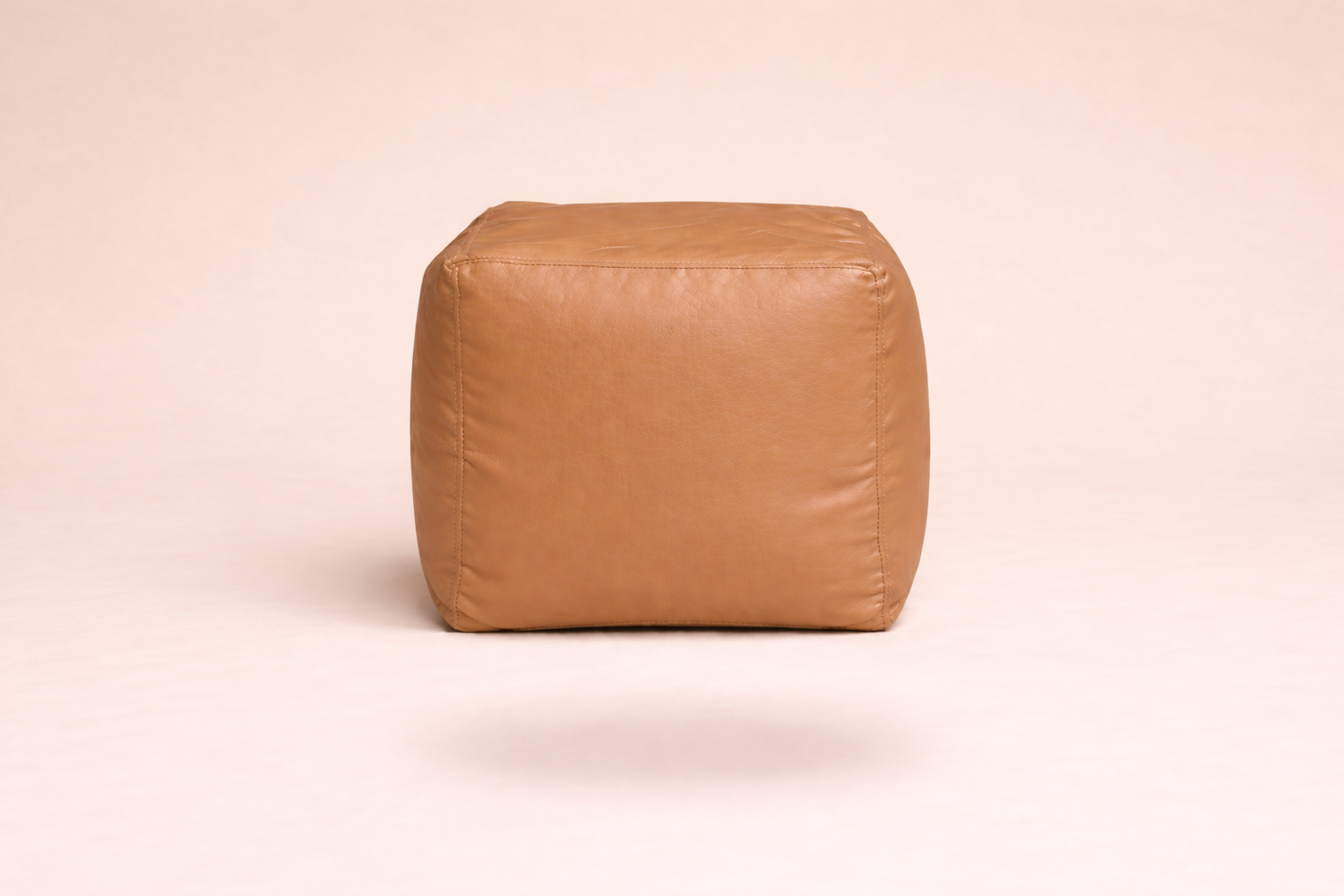 Light Brown Leatherette Footstool with Beans – Premium Compact Ottoman