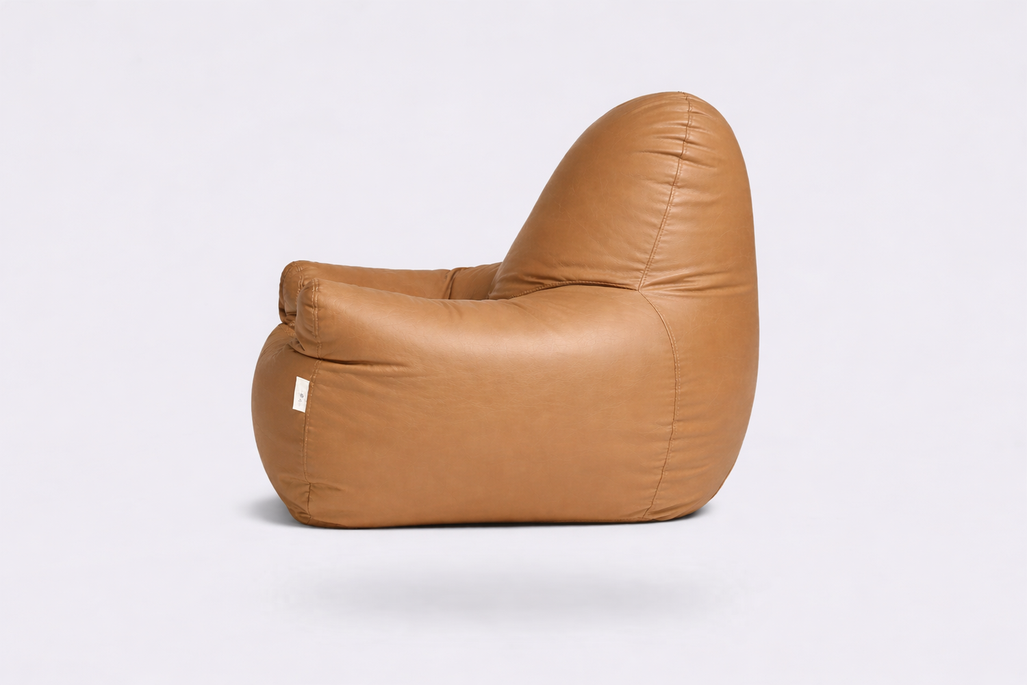 Light Brown Leatherette Armchair Bean Bag with Beans – Signature Luxury Seating