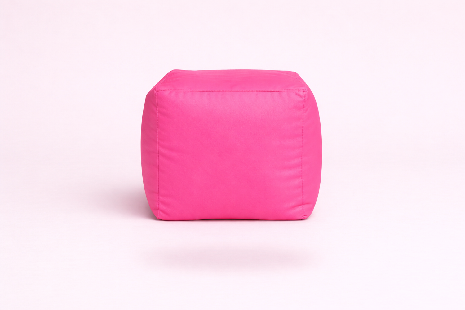 Pink Leatherette Footstool with Beans – Elegant Luxury Ottoman