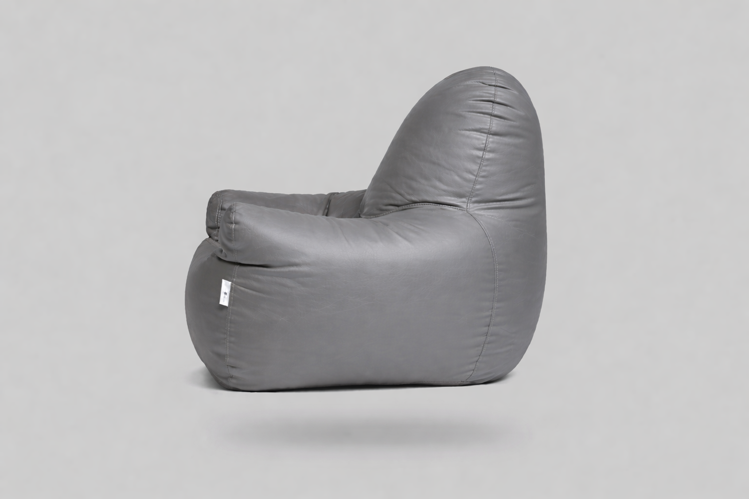 Grey Leatherette Armchair Bean Bag with Beans – Timeless Luxury Seating