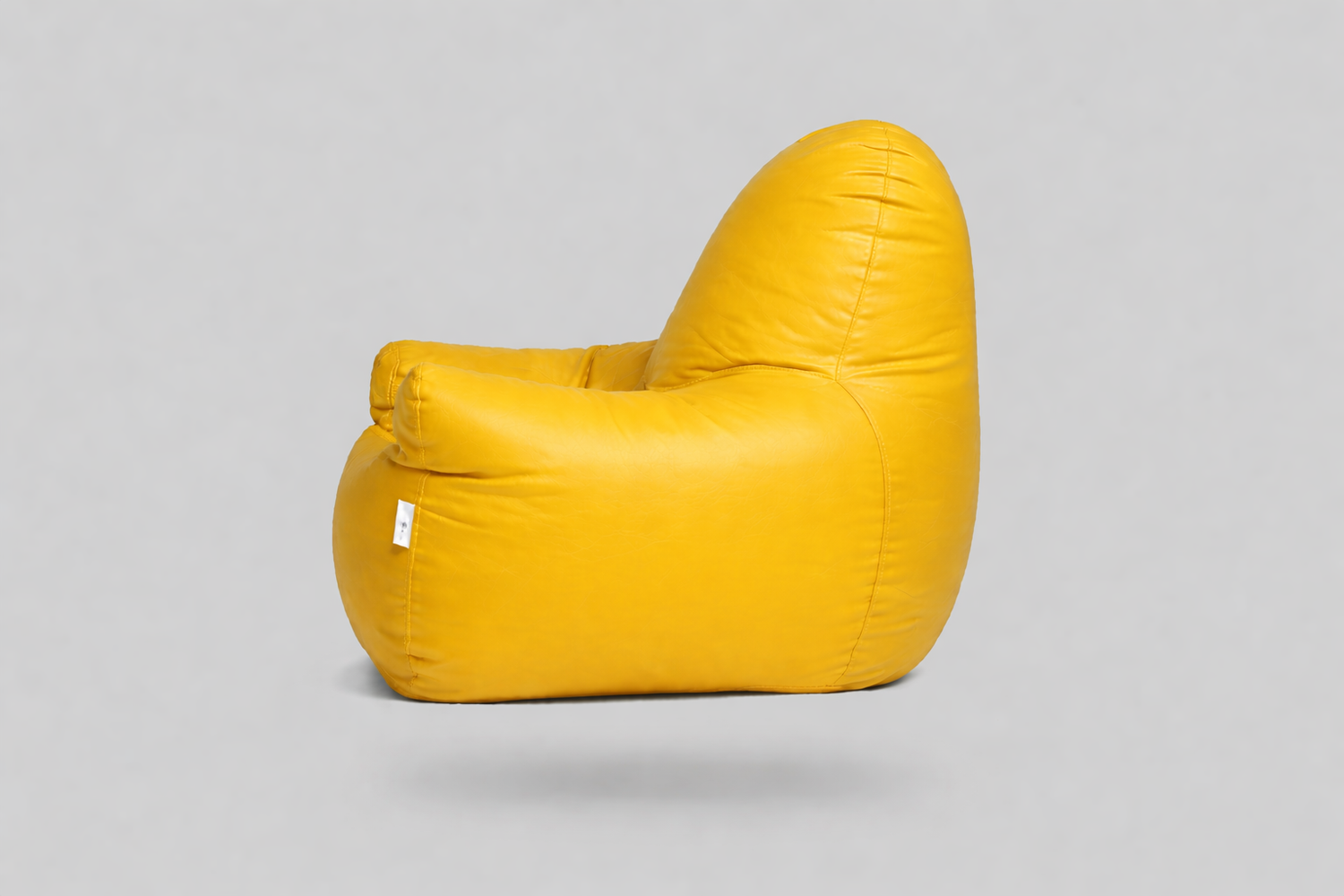 Yellow Leatherette Armchair Bean Bag with Beans – Bright Luxury Lounge Seating