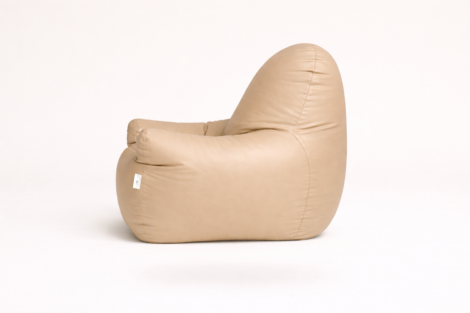 Beige Leatherette Armchair Bean Bag with Beans – Timeless Luxury Lounge Seating