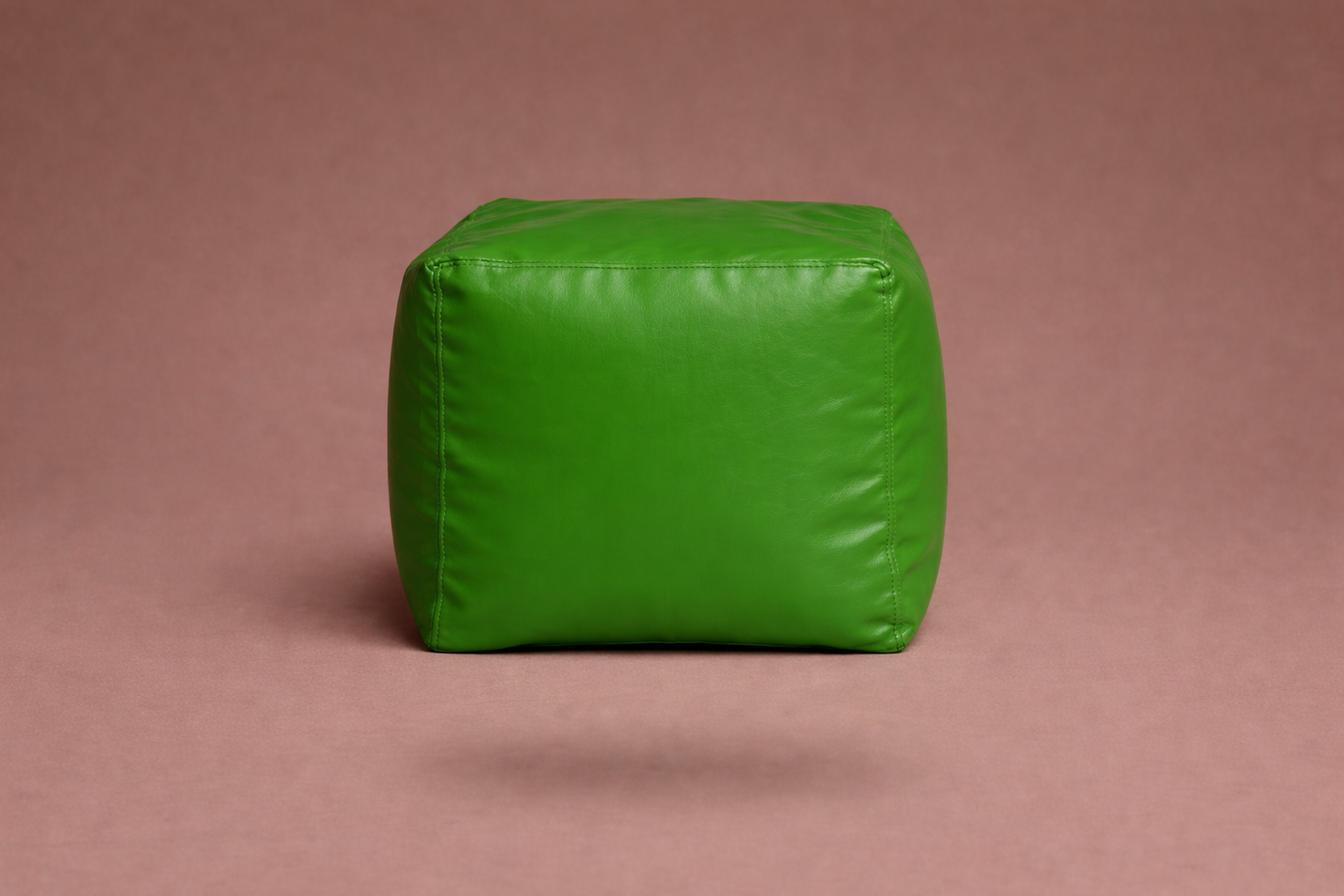 Parakeet Green Leatherette Footstool with Beans – Elegant Comfort Ottoman