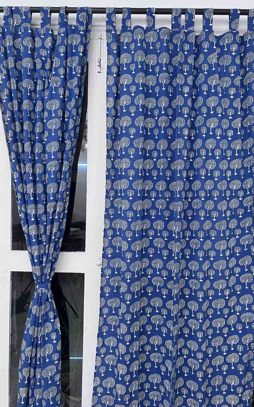 woodland-whispers-luxury-ready-made-cotton-curtains-set-of-2-nordic-forest-collection-navy-ivory-botanical-art-scandinavian-tree-pattern-by-bear-teddy-home-decor-🍃🌳