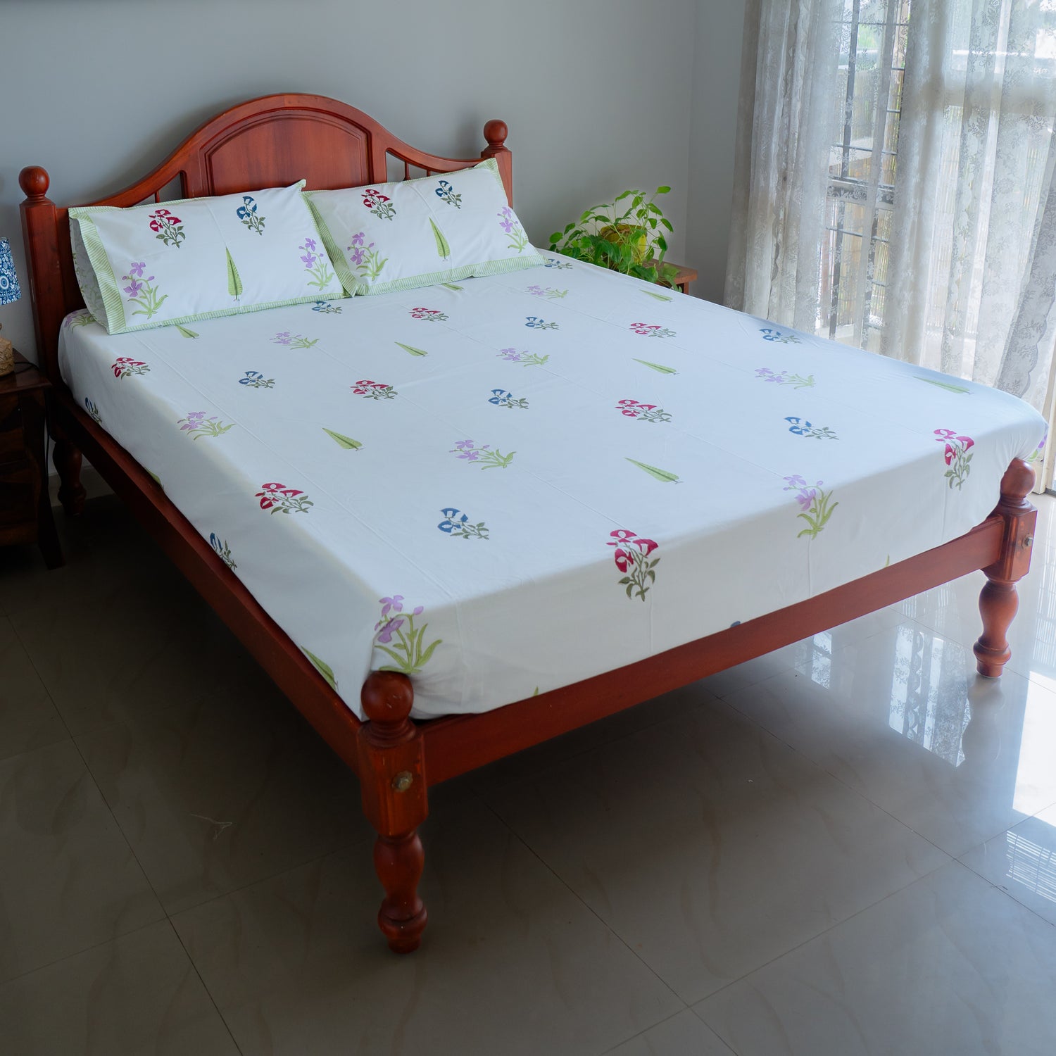 Sanctuary Botanica Handblock Bedsheet – A Haven of Heritage & Nature-Inspired Elegance