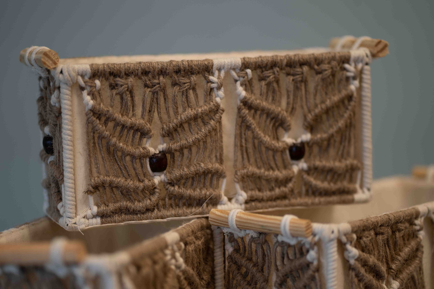 Dark Brown Macrame Storage Basket