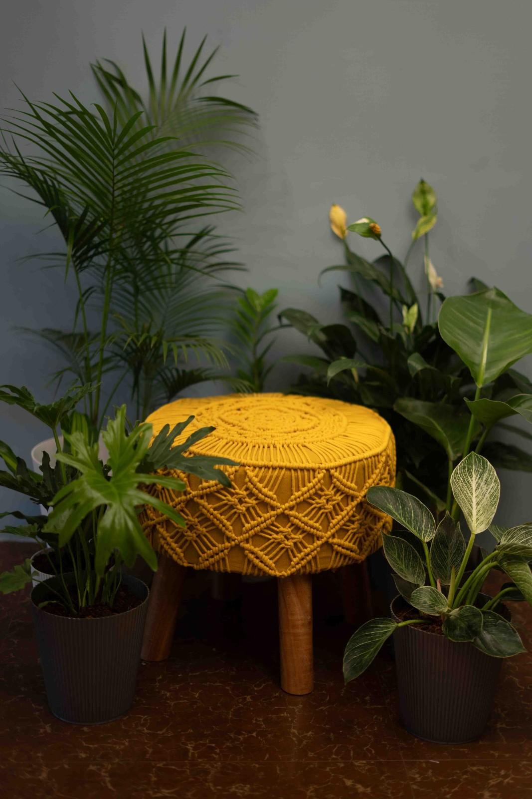 Royal Sunset Hand-Knitted Ottoman Pouf