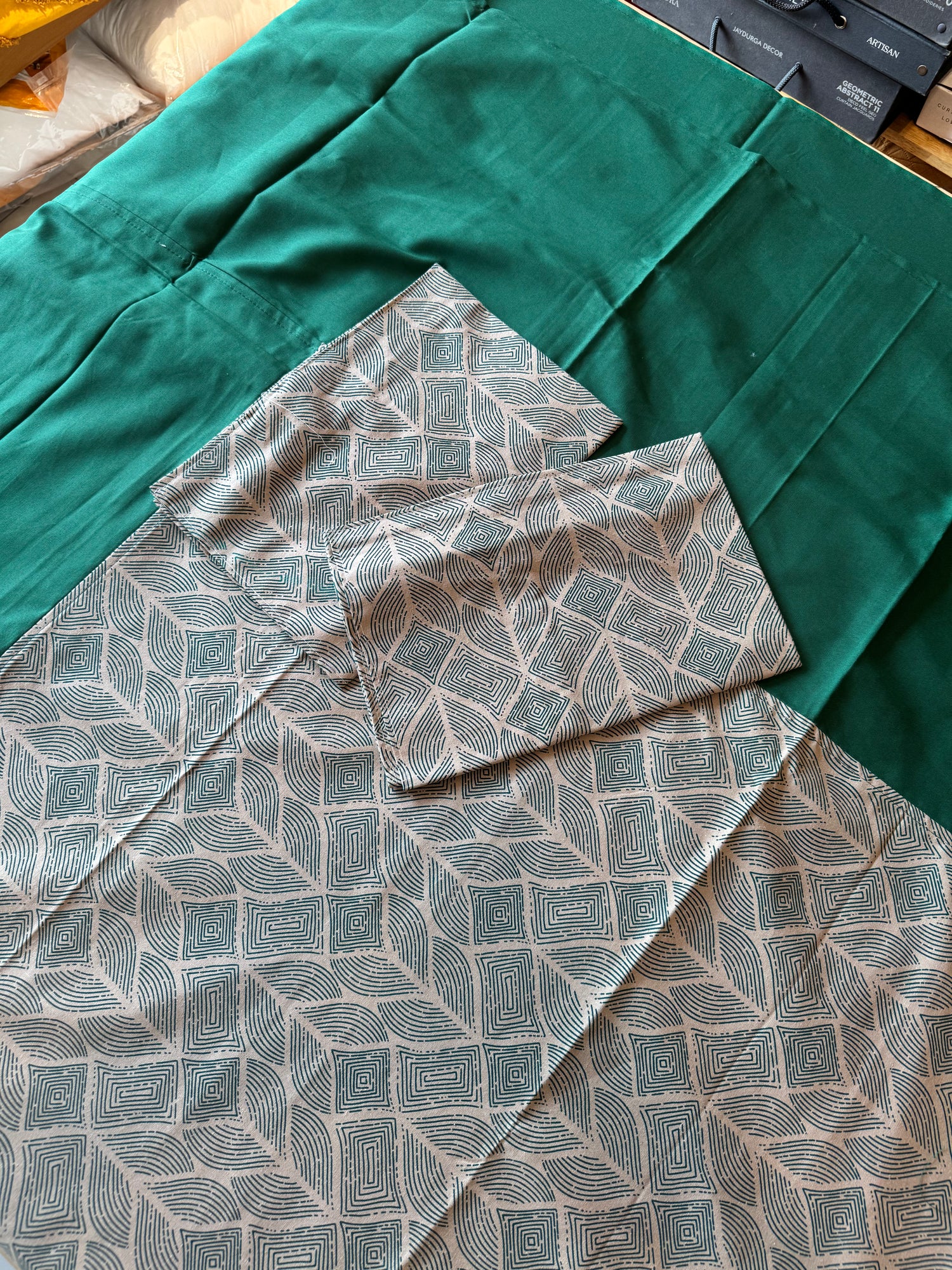 Sage Lattice Border Bed Sheet Set