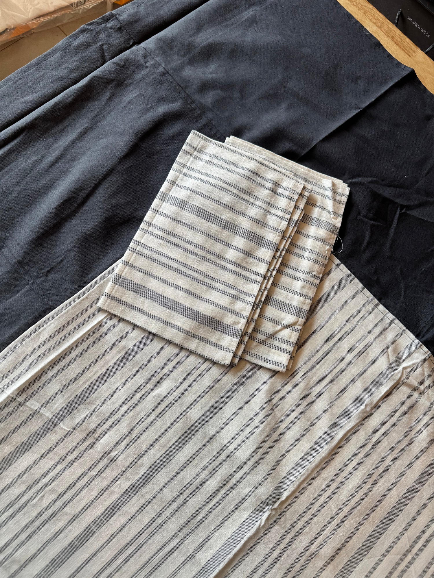 The Noir Pinstripe Border Bed Sheet set